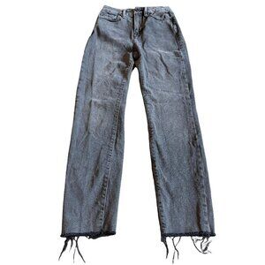 Good American Good Classic Straight Leg Raw Hem Jeans Pants Size 00/24 Women's